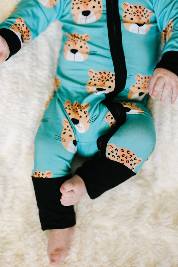 Chummy Cheetah bamboo baby zippy PJ