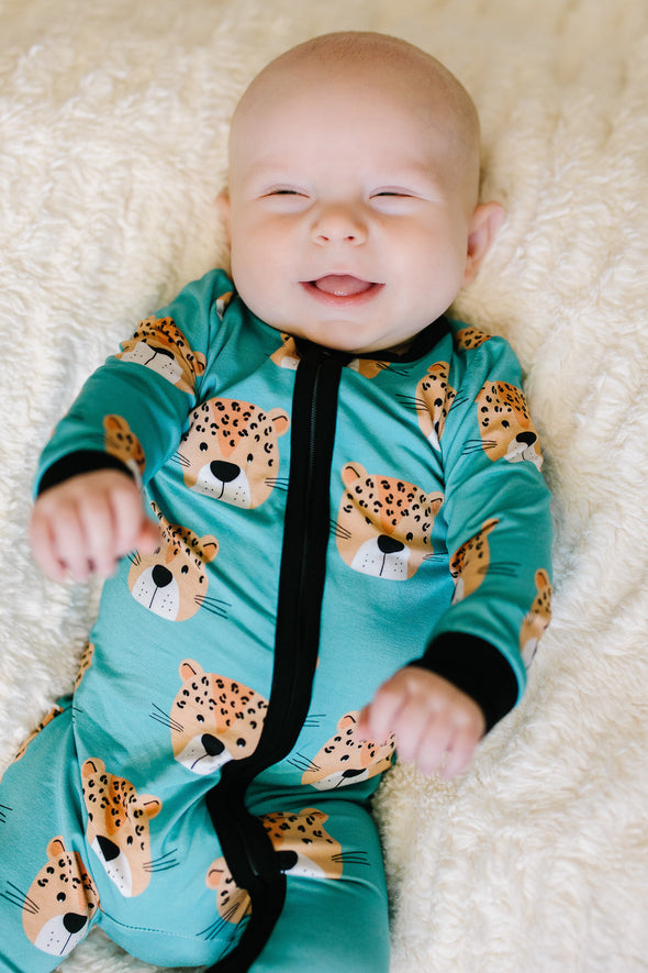 Chummy Cheetah bamboo baby zippy PJ