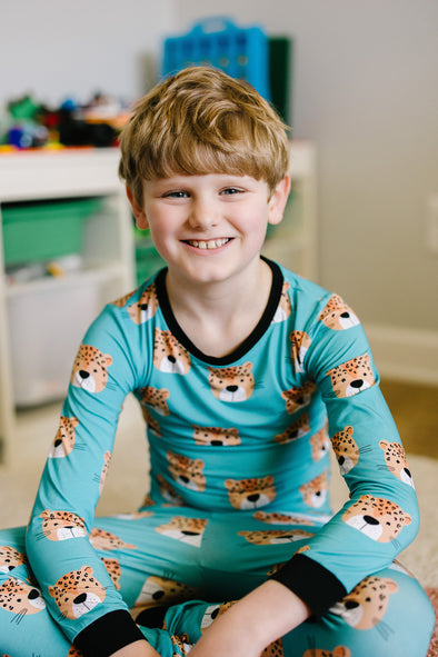 Cheetah kids bamboo pjs